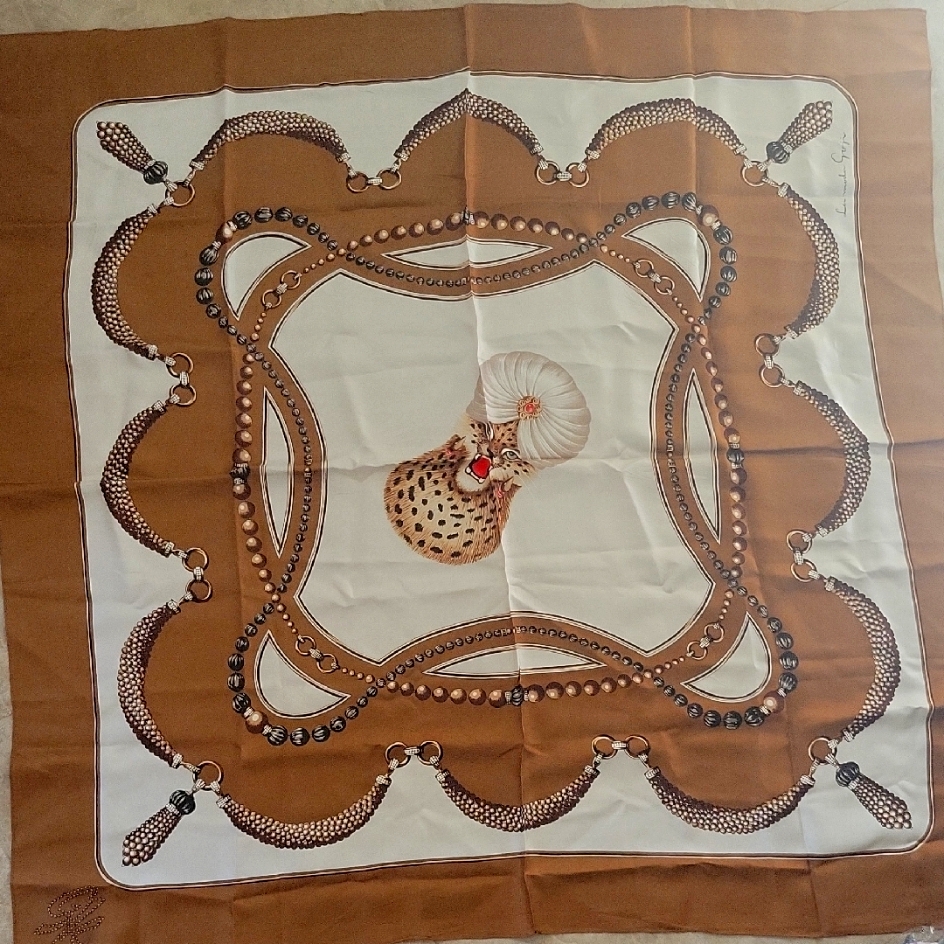 Vtg Made In Italy Rare La Moda Goji 100 Silk Scarf 35x36